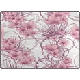 thumbnail image 1 of Pink Flower Non-Slip Runner Rug Washable Soft Absorbent Living Room Rugs for Bedroom 80x58 Inches Home Decor, 1 of 7