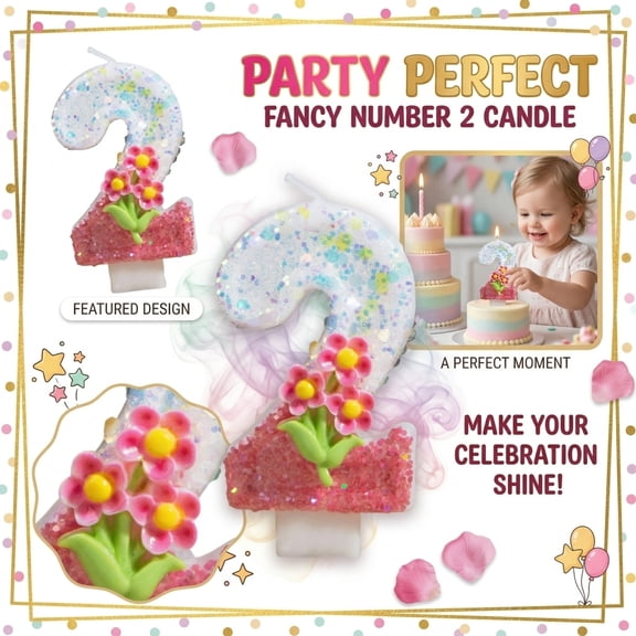 Pink Flower Number 5 Candle – Creative Cake Candle, Birthday & Anniversary Decor.