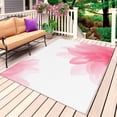 thumbnail image 1 of Pink Flower Outdoor Rug for Patio/Deck/Porch, Non-Slip Large Area Rug 5 x 8 Ft, Boho Modern Floral Abstract Ombre Leaf White Indoor Outdoor Rugs Washable Area Rugs, Camping Rug Carpet Runner, 1 of 8