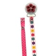 thumbnail image 1 of Pink Flower Pacifier Clip With Two Interchangeable Ribbons, 1 of 2