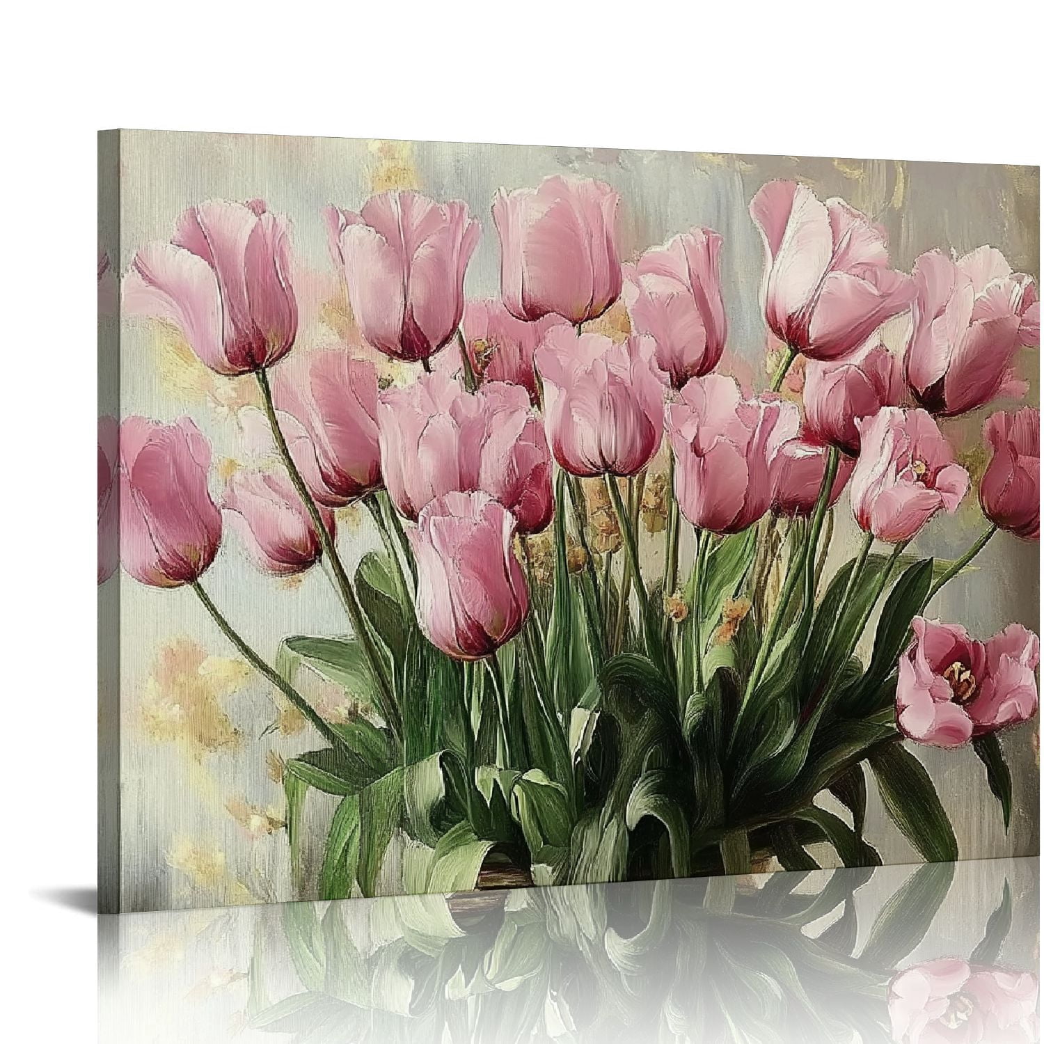 Pink Flower Paintings Canvas Wall Art Watercolor Plant Tulip Flowers ...