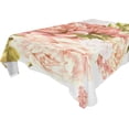 thumbnail image 1 of Pink Flower Pattern Rectangle Tablecloth, Dust Proof Anti Wrinkle Wipeable Table Cloth Tabletop for of Dinner Kitchen Wedding Holiday Party 54"x54" Home Decor, 1 of 7