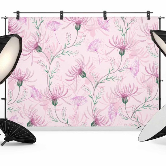 Pink Flower Photography Backdrop 7x5FT, Country Plant Retro Watercolor Texture Photo Backdrops, Background for Photography Studio Photo Studio Background, Back Drop for Photoshoot