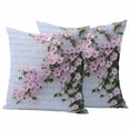 thumbnail image 1 of Pink Flower Pillow Covers 2 Pack Spring Beautiful Floral Leaf Plant White Wall Pillowcase Waterproof Outdoor Throw Pillow Cover for Patio Garden Square Cushion 16”x16”, 1 of 9