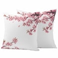 thumbnail image 1 of Pink Flower Pillow Covers 2 Pack Watercolor Spring Pink Cherry Blossoms Floral Branch Plant Pillowcase Waterproof Outdoor Throw Pillow Cover for Patio Garden Square Cushion 20”x20”, 1 of 9
