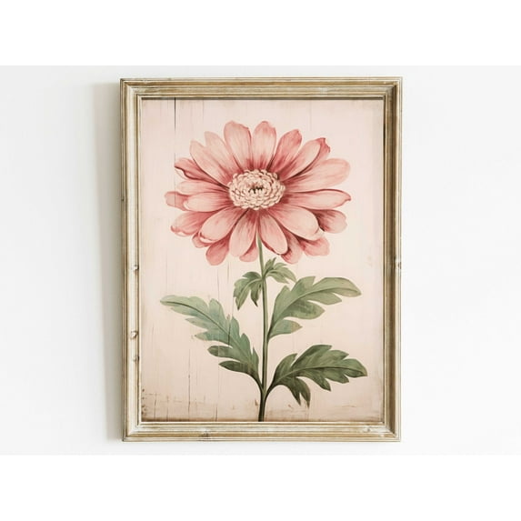 Pink Flower Print, Rustic Floral Wall Art, Farmhouse Decor, Abstract Floral Decor, Shabby Chic Wall Decor Vintage, Flower Wall Art Wall Art, Modern Wall Decor, 24x36 UNFRAMED