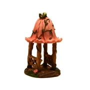 Pink Flower Roof Fairy Garden Gazebo Miniature Dollhouse Outdoor Landscape Decor