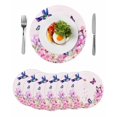 thumbnail image 1 of Pink Flower Round 13 Inch Placemats Set of 6, Spring Floral Butterflies Birds Elegant Pastoral HeatResistant Non Slip Place Mats for Dining Table, Wipeable Braided Kitchen Table Mats for Housewarming, 1 of 9