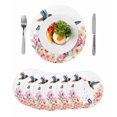thumbnail image 1 of Pink Flower Round 13 Inch Placemats Set of 6, Spring Floral Butterflies Birds Farmhouse HeatResistant Non Slip Place Mats for Dining Table, Wipeable Braided Kitchen Table Mats for Housewarming, 1 of 9
