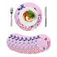 thumbnail image 1 of Pink Flower Round 15 Inch Placemats Set of 8, Spring Floral Butterfly Elegant Pastoral Birds HeatResistant Non Slip Place Mats for Dining Table, Wipeable Braided Kitchen Table Mats for Housewarming, 1 of 9