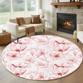 thumbnail image 1 of Pink Flower Round Area Rug 5Ft Washable Circle Rugs for Living Room Bedroom, Watercolor Floral Botanical Line Drawing Print Non-Slip Carpet Floor Mats Indoor Outdoor Carpet Runner Home Decor, 1 of 8