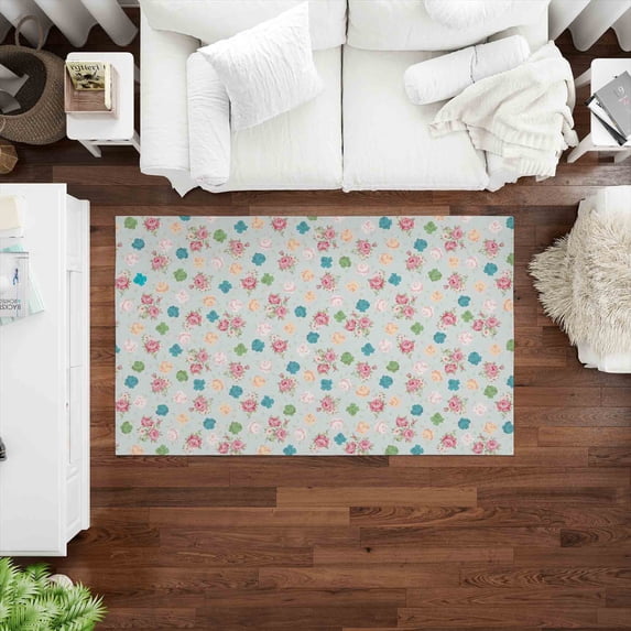 Pink Flower Rug, Modern Rug, Soft Tones Rug, Salon Rug, Salon Decor Rug, Living Room Rug, Housewarming Gift, Corridor Rug, Salon Soft Rug, 2.3'x3.3' - 70x110 cm