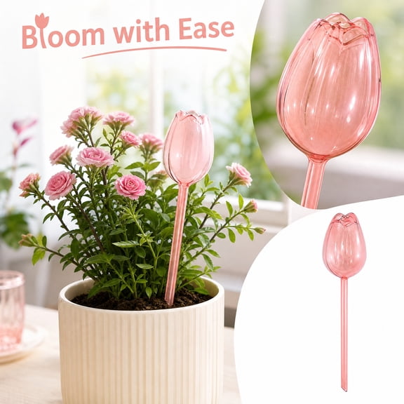 Pink Flower Shaped Table Centerpiece 10 Inch Floral Watering Tool Decorative Accent for Bridal Shower Student Shower Pink Pastel Party Displays Rose Gold Tone, 1 Pack