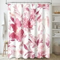 thumbnail image 1 of Pink Flower Shower Curtain, Hot Pink Watercolor Floral Shower Curtains for Bathroom, Modern Ink Decorative Fabric Shower Curtain Set with Hooks 72x72, 1 of 6