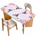 thumbnail image 1 of Pink Flower Table Cloths for 3 Foot Rectangle Tables, Spring Floral Elegant Butterflies Birds Farmhouse Patio Waterproof Elastic Fitted Tablecloths, Washable Rectangular Table Cover for Camping, 1 of 8
