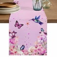 thumbnail image 1 of Pink Flower Table Runner 90 Inches, Spring Floral Butterfly Elegant Pastoral Birds Bed Runner Dresser Scarves Tabletop for Indoor Outdoor Parties/Ceremony/Banquet, 13" x 90", 1 of 8