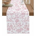 thumbnail image 1 of Pink Flower Table Runner Vintage Farmhouse Boho Leaf Spring Solid Tablerunners 18 x 72 Inch, Table Decorations Tabletop Scarf for Summer Gathering Holiday Farmhouse Kitchen Dining Decor, 1 of 6
