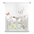 thumbnail image 1 of Pink Flower Tie Up Curtain 45 Inches Long, Butterfly Wildflower Leaf Balloon Style Kitchen Window Curtain Over Sink, Small Window Rod Pocket Curtain 42"x45", 1 of 9