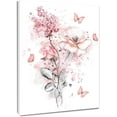 thumbnail image 1 of Pink Flower Wall Art Pink Butterfly Grey Leaf Canvas Wall Art for Bedroom Fantasy Floral Painting Wood Framed Prints Wall Decor for Living Room Bathroom,12x16 inches, 1 of 6