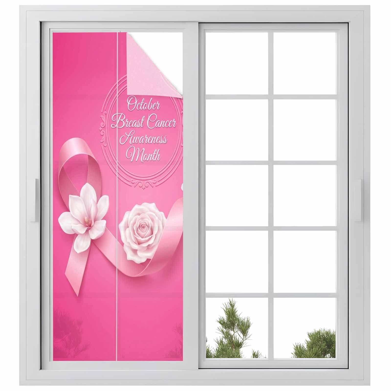 Window Ribbon Kit Pink Flower Window Privacy Film, Ribbons Caring For Breast Cancer ...