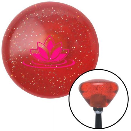 Pink Flower on Lilypad Orange Retro Metal Flake Shift Knob with M16 x 1.5 Insert