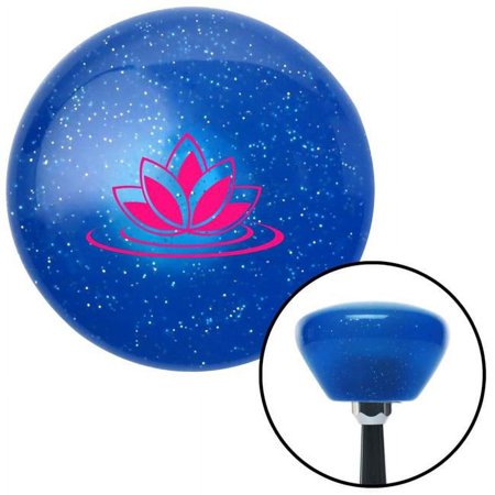 Pink Flower on Water Blue Retro Metal Flake Shift Knob with M16 x 1.5 Insert Auto