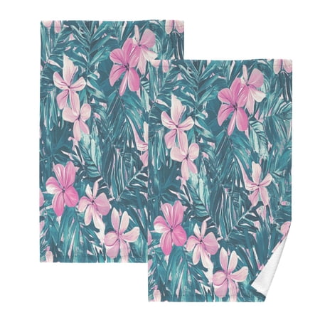 Pink FlowerTwo-piece Cotton Towel Set, Absorbent, Soft And Comfortable 16 x 28 in Rectangle, Printed on One Side, Versatile