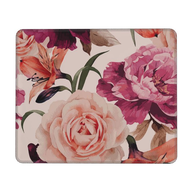Pink Flowerand Rose Mousepad Mouse Pad Mouse Mat With Non Slip Rubber