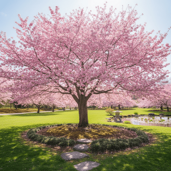 Pink Flowering Cherry Tree in 2.5'' Pot, Live Cherry Blossoms Tree Plant, Ornamental Cherry Tree, Vibrant Pink Flowers