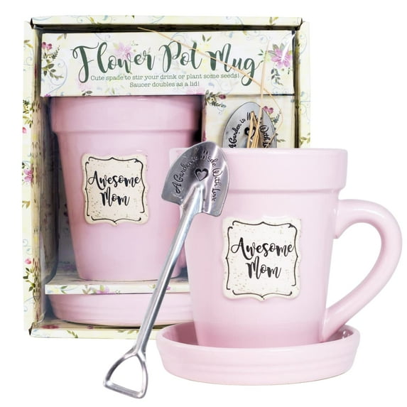 Pink Flower Pot Mug - “Awesome Mom” Without Scripture