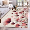 thumbnail image 1 of Pink Flowers 3'x5' Washable Rug, Spring Watercolor Botanical Floral Beige Non-Slip Area Rugs for Entryway Kitchen Classroom, StainResistant Dorm Throw Carpet, Low Pile Soft Indoor Floor Mat, 1 of 9