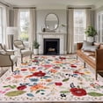 thumbnail image 1 of Pink Flowers Area Rug 8x10 Washable Rug Non Slip Spring Farmhouse Floral Leaves Vintage Large Area Rug Soft Stainresistant Indoor Floor Carpet for Living Room Bedroom Home Office Dining Room Nursery, 1 of 8