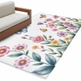 thumbnail image 1 of Pink Flowers Area Rugs Collection 4'x6', Spring Floral Butterfly Leaves Plants Pastoral Non Slip Indoor Rectangle Throw Runner Rug Floor Mat Carpet for Living Room Dining Table Bedroom Nursery, 1 of 9