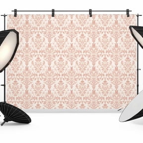 Pink Flowers Backdrop for Photography,Fabric Photo Background Backdrop,Baroque Scroll Floral Damask Pattern Art Photo Booth Background for Portrait Photoshoot Video Wedding Decoration Banner 12x8ft