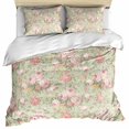 thumbnail image 1 of Pink Flowers Bedding 3 Piece Duvet Cover Set Queen Size, Green Country Botanical Floral Leaves Soft Microfiber Comforter Cover with Zipper Closure & Pillowcases, Wrinkle & FadeResistant Quilt Cover, 1 of 9