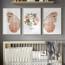 Pink Flowers Butterfly Nursery Wall Art Prints Hieng Name Watercolor Canvas Painting Baby Girls Bedroom Pictures Wall Decor Artwork Unframed