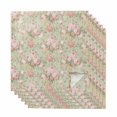 thumbnail image 1 of Pink Flowers Cloth Napkins, Green Country Botanical Floral Leaves Washable and Reusable Dinner Napkins Set of 6, Table Napkin for Kitchen Party Birthday Wedding Hotel Housewarming 20"x20", 1 of 8