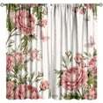 thumbnail image 1 of Pink Flowers Curtains Rustic Farmhouse Romantic Spring Floral Blossom Butterfly Girls Women Bedroom Living Room Bathroom Blackout Rod Pocket Decoration Window Drapes 2 Panels W21xL63in, 1 of 1