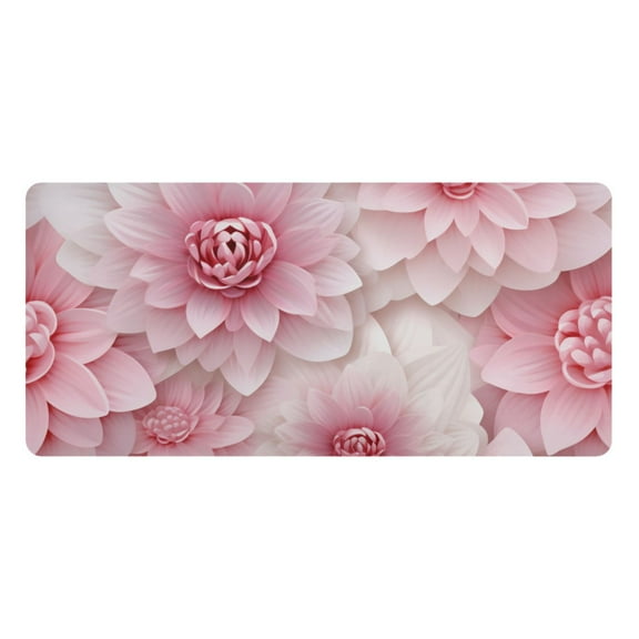 Pink Flowers Floral Desk Mats Large Mouse Pad Long Keyboard Computer Rubber Base Non-Slip Mats Accessories Decor for Office Home 16.5"x35.4"
