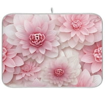 Pink Flowers Floral Dish Drying Mat Microfiber Kitchen Pad Large Counter Absorbent Dish Mats Drainer Rack 16"x18"