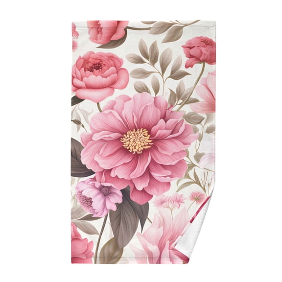 Pink Flowers Floral Print Cotton Face Towels Soft Hand Towel Absorbent Bathroom Towel for Kitchen Hotel Decoration