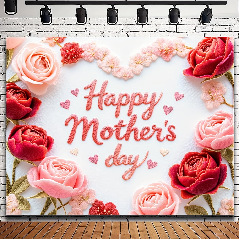 Pink Flowers Happy Mother'S Day Photo Backdrop - Romantic Rose & Peony ...