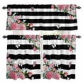 thumbnail image 1 of Pink Flowers Kitchen Curtains Sets for Windows 24 Inch Length, Spring Floral Butterflies Black White Striped Farmhouse Rod Pocket Window Treatments Tier Curtains and Valances Set for Bedroom/Bathroom, 1 of 8