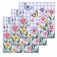 thumbnail image 1 of Pink Flowers Kitchen Dish Towels for Drying Dishes Set of 3, Spring Floral Butterfly Leaves Plants Blue Plaid Waffle Weave Microfiber Hand Tea Bathroom Towels Quick Dry & Absorbent Towel 12x12, 1 of 7