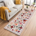 thumbnail image 1 of Pink Flowers Kitchen Runner Rug 2x6 Washable Runners for Hallway Non Slip Spring Farmhouse Floral Leaves Vintage Large Area Rug Indoor Floor Carpet for Bathroom Laundry Entryway Bedroom Living Room, 1 of 8
