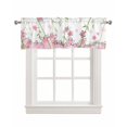 thumbnail image 1 of Pink Flowers Kitchen Valances for Windows Farmhouse Linen Window Valance Curtain for Living Room Window Treatment Cartoon Botanical Floral Vines Leaves Valance Rod Pocket Topper Drape, 42 x 12 Inch, 1 of 6