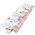 thumbnail image 1 of Pink Flowers Large Area Rugs for Bedroom Living Room, Soft Non Slip Carpet Bedside Rug, Cartoon Botanical Floral Vines Leaves Rectangular Floor Cover Kitchen Accent Rug 2'x6' for Dining Room/Office, 1 of 9
