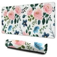thumbnail image 1 of Pink Flowers and Leaves Desk Mouse Pad Pad Mouse Waterproof Washable for Office Home Work Gaming Desktop Tables Mouse Pad Rubber Base Mousepad with Stitched Edges 35.4x15.7inches, 1 of 7