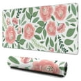 thumbnail image 1 of Pink Flowers and Leaves Desk Mouse Pad Pad Mouse Waterproof Washable for Office Home Work Gaming Table Tables Mouse Pad Rubber Base Mousepad with Stitched Edges 35.4x15.7inches, 1 of 7