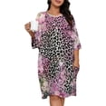 thumbnail image 1 of Pink Flowers Leopard Print Sleepshirts For Sleeping Travels Loose Sleepdress Pajama Dress Soft Nightdress Sleepwear, 1 of 7